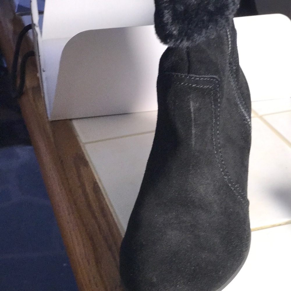 Anne Klein Sport Black Suede bootie with fur top
